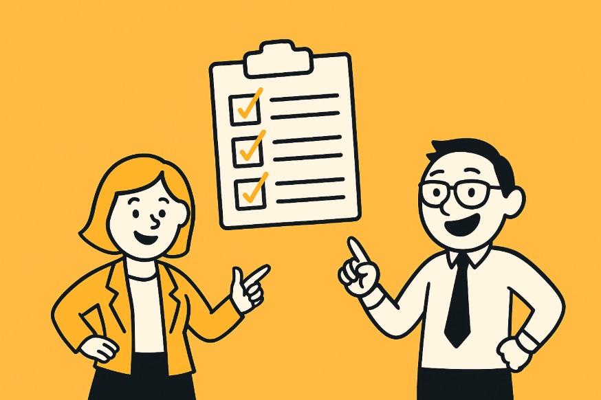 Trzy kobiety w ruchu, uśmiechnięte i zaangażowane – ilustracja flat design symbolizująca energię i współpracę w zespole HR