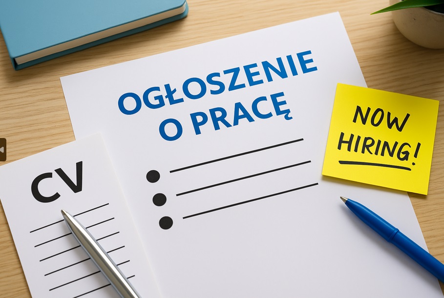 Rekruter analizuje wydrukowane ogłoszenie o pracę przy biurku w nowoczesnym biurze