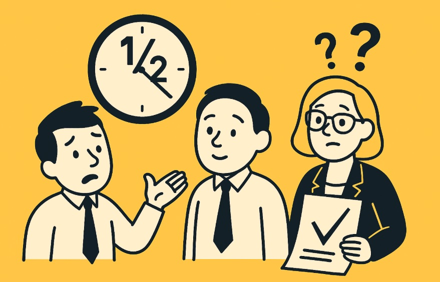 Zatrudnienie na pół etatu – ilustracja pokazująca pracowników wykonujących obowiązki w niepełnym wymiarze czasu pracy