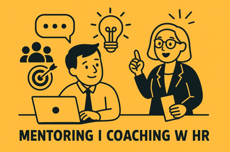 Dwie osoby w biurze – mentoring i coaching w środowisku pracy