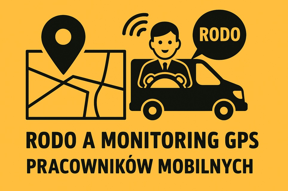 Ilustracja przedstawiająca GPS i lokalizację pracownika mobilnego w kontekście RODO i prawa pracy