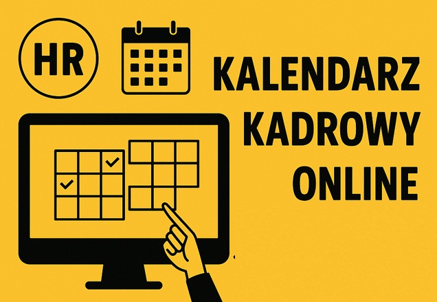 Ilustracja kalendarza kadrowego online w nowoczesnym stylu flat design – harmonogram, laptop, zarządzanie czasem pracy