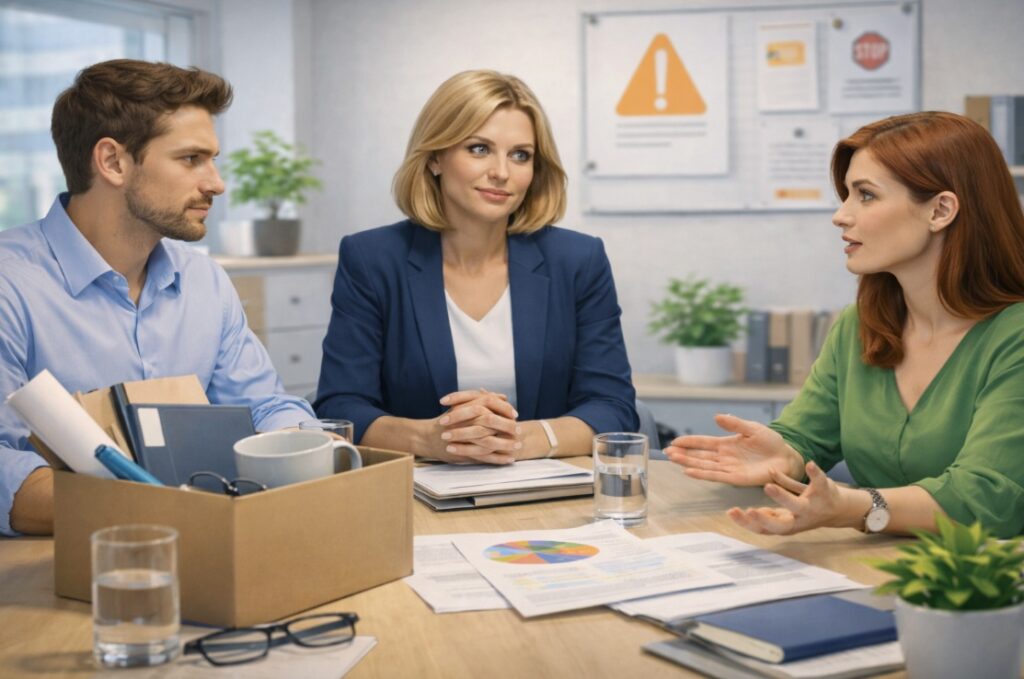Rozmowa HR z pracownikiem o zmianach w benefitach i ich wpływie na zatrudnienie