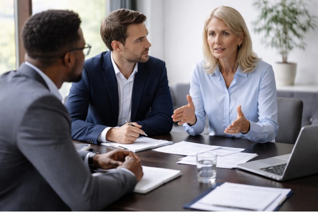 Spotkanie HR z menedżerami dotyczące jakości decyzji kadrowych i standardów HR