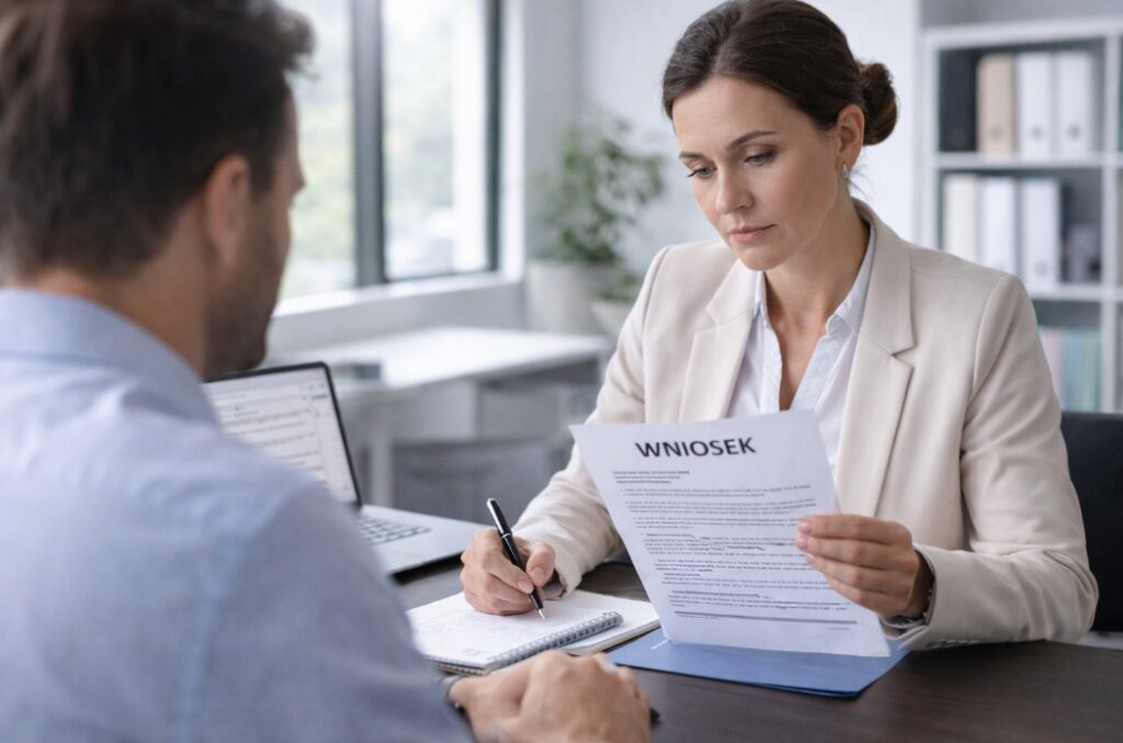 Specjalistka HR analizująca wniosek pracownika o udostępnienie informacji